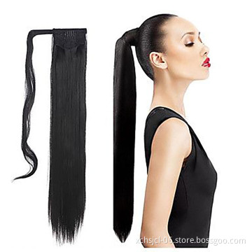 Wholesale Cheap price Wrap Around Long Straight Ombre Pony Tail Hair Extension Synthetic Fiber